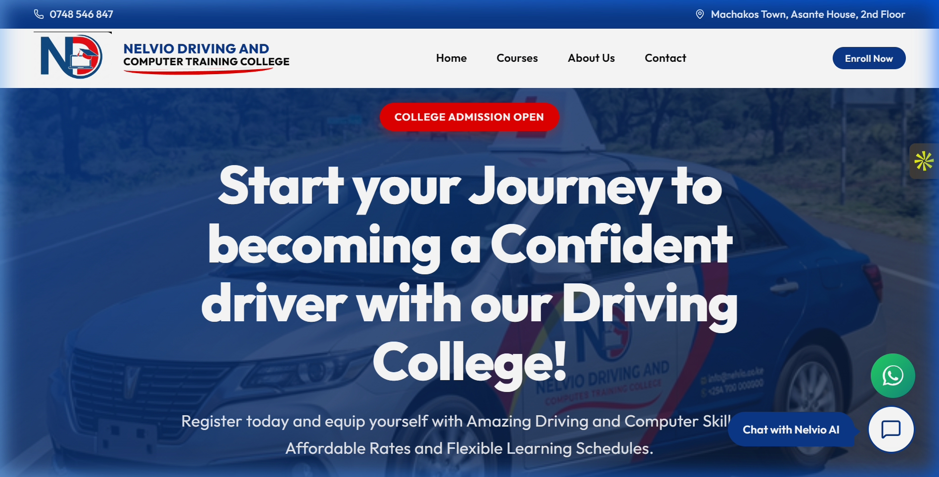 Nelvio Driving College website preview